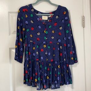 Maeve Polka Dot and Floral Blouse